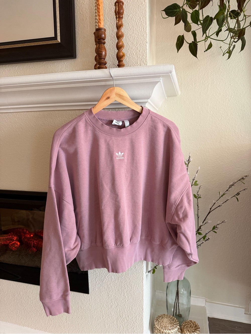 adidas Dusty Pink Crewneck Cropped Sweatshirt
